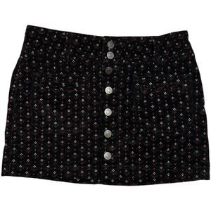 We The Free Joanie Black Geometric Corduroy Skirt Women’s 25 Y2K Free People